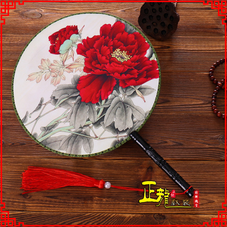 日照古典中国风团扇空白扇跳舞蹈扇 真丝宫扇