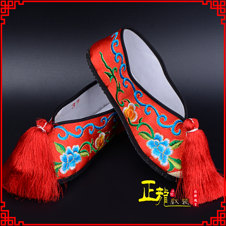 日照京剧越剧戏曲彩鞋花旦绣花 普平底彩鞋